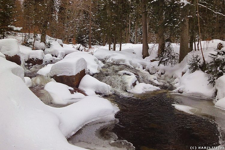 Der Untere Bodewasserfall im Winter